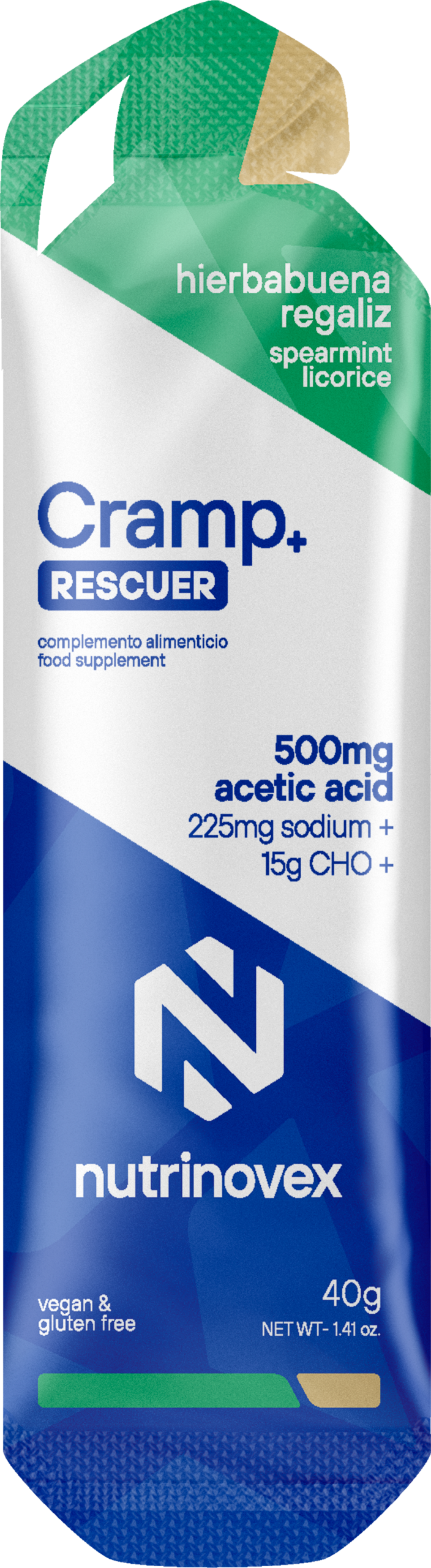 NUTRINOVEX CRAMP Rescuer 500mg acetic acid hiervabuena regaliz