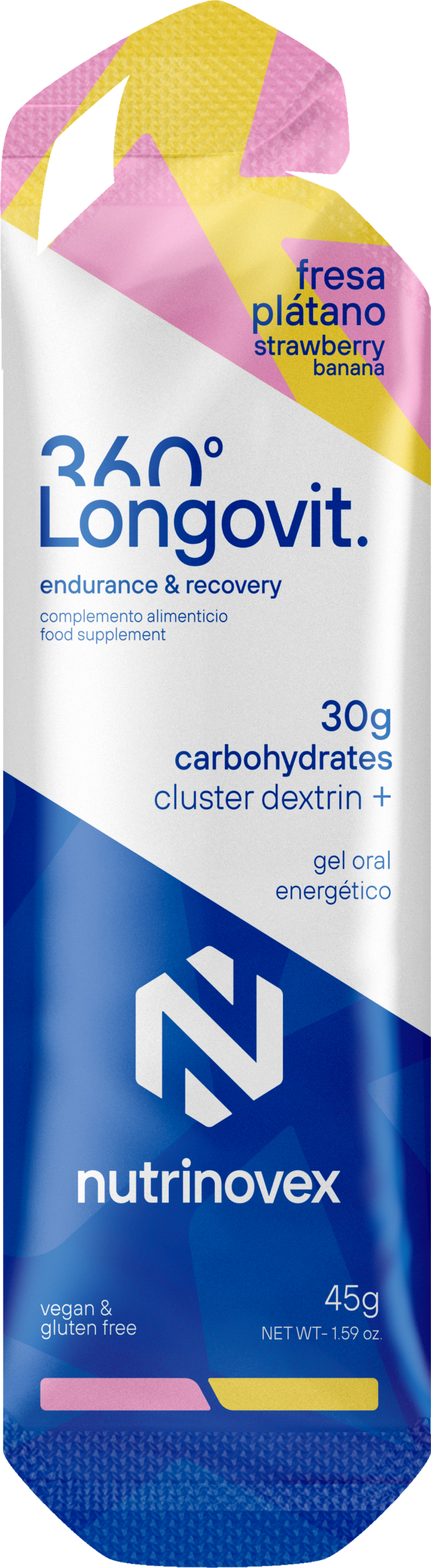 NUTRINOVEX LONGOVIT 360º 30g carbohydrates fresa platano
