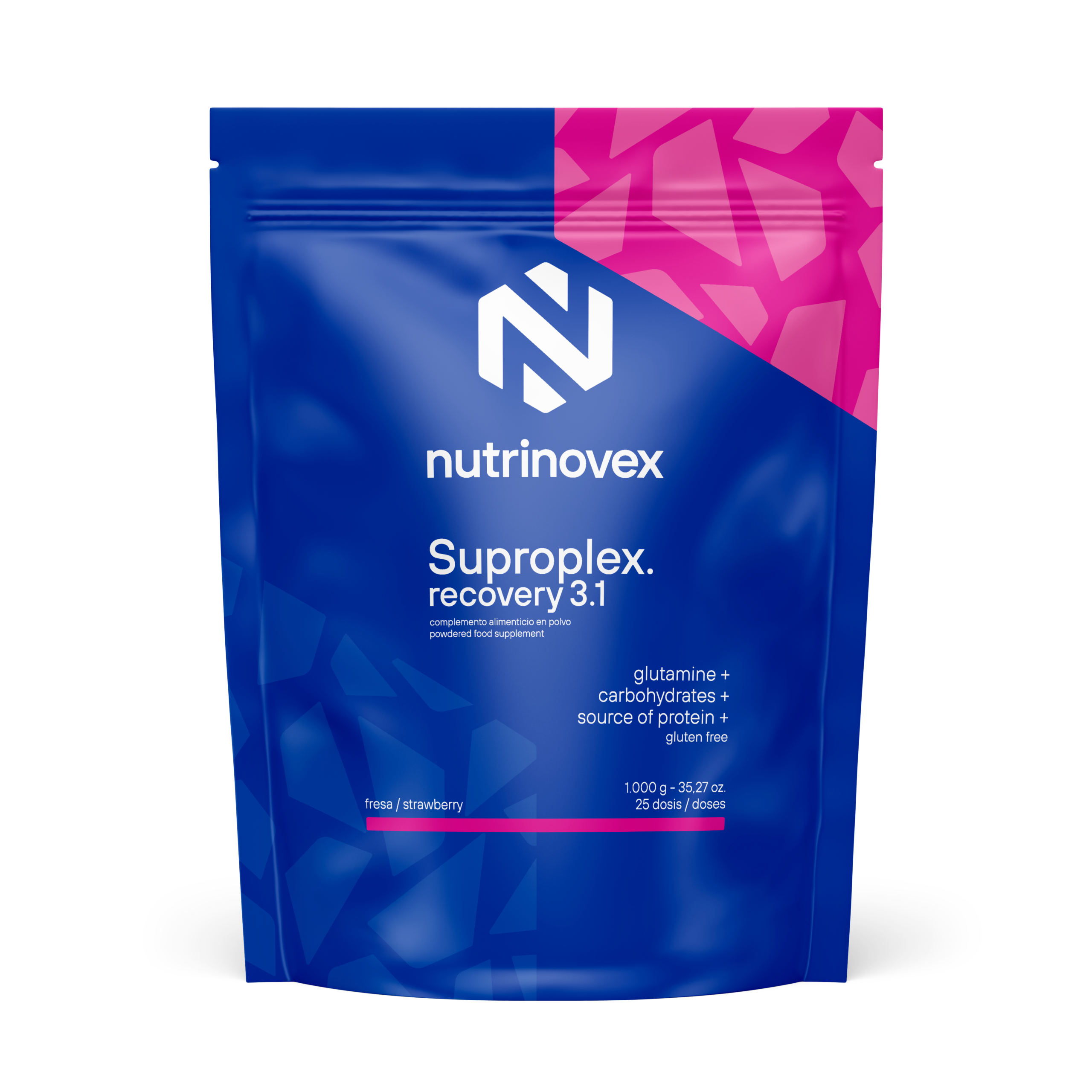 NUTRINOVEX SUPROPLEX. recovery 3.1glutamina carbohydrates protein 1000gr 25 dosis fresa