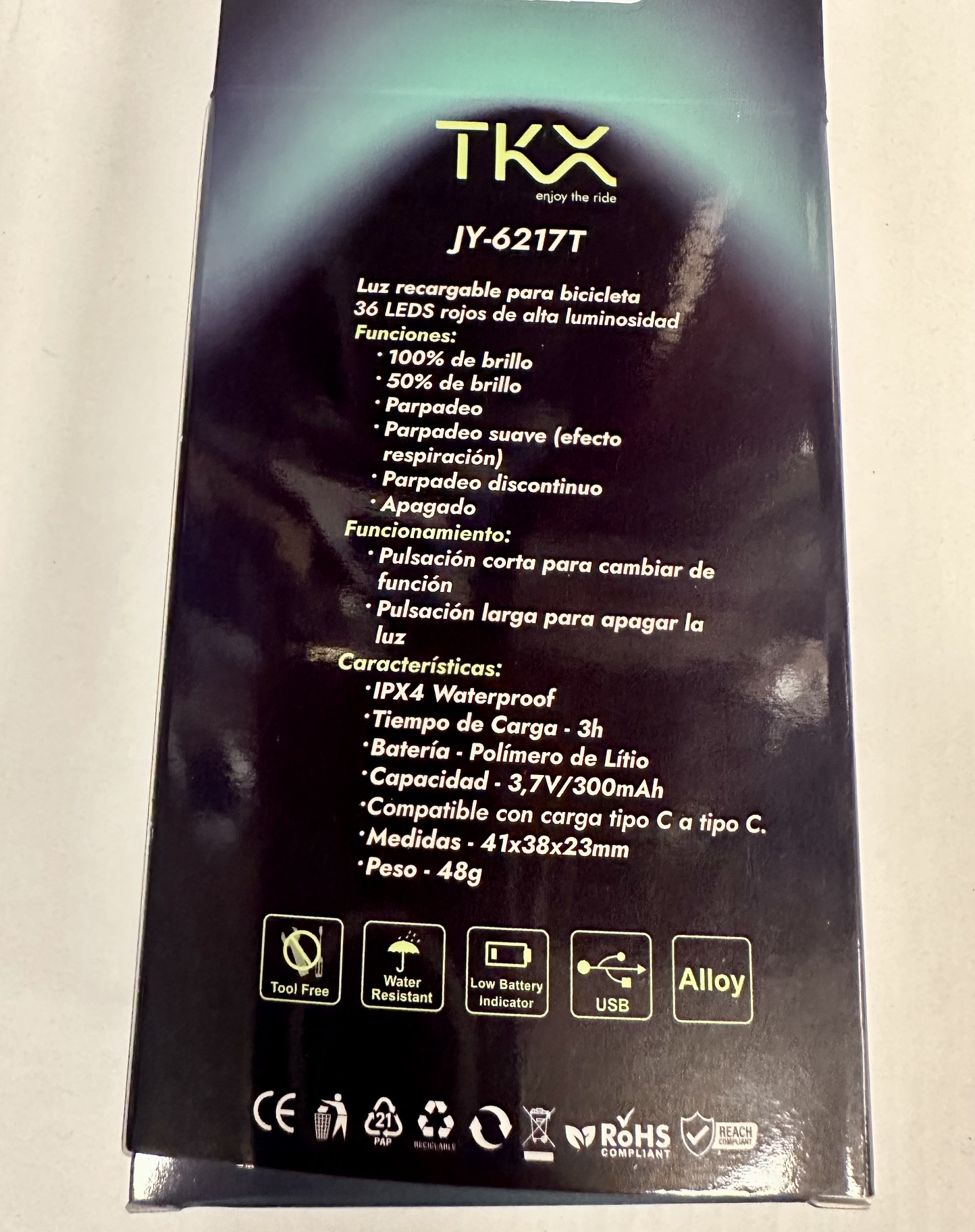 TKX Piloto trasero recargable jy-6217T - Imagen 9